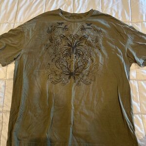 ROMWE Olive Butterfly Graphic Tee